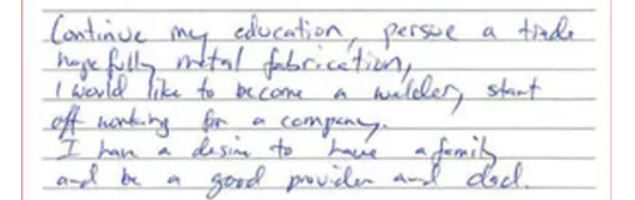 Kendall's handwritten educational goals