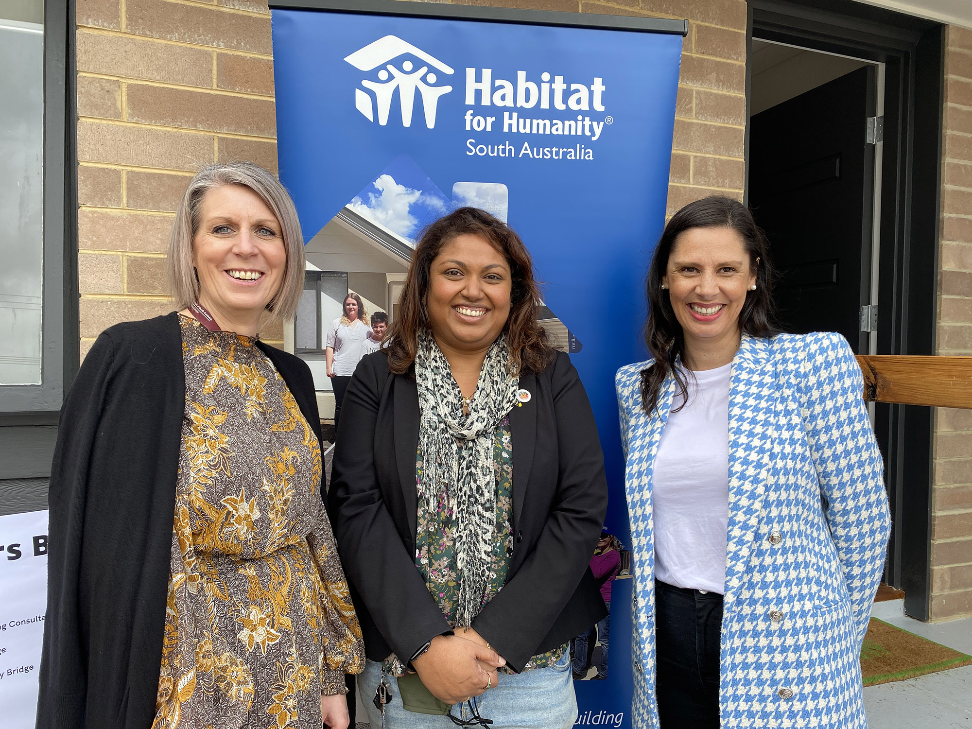 HOUSING SUPPORT: SA Housing Authority Adelaide and Southern Country regional manager Kerrie McCann, ac.care Murraylands homelessness program manager Thanuja Hiripitiyage and SA Housing Authority customers and services executive director Bronwyn Dodd at the Studio Purpose handover.