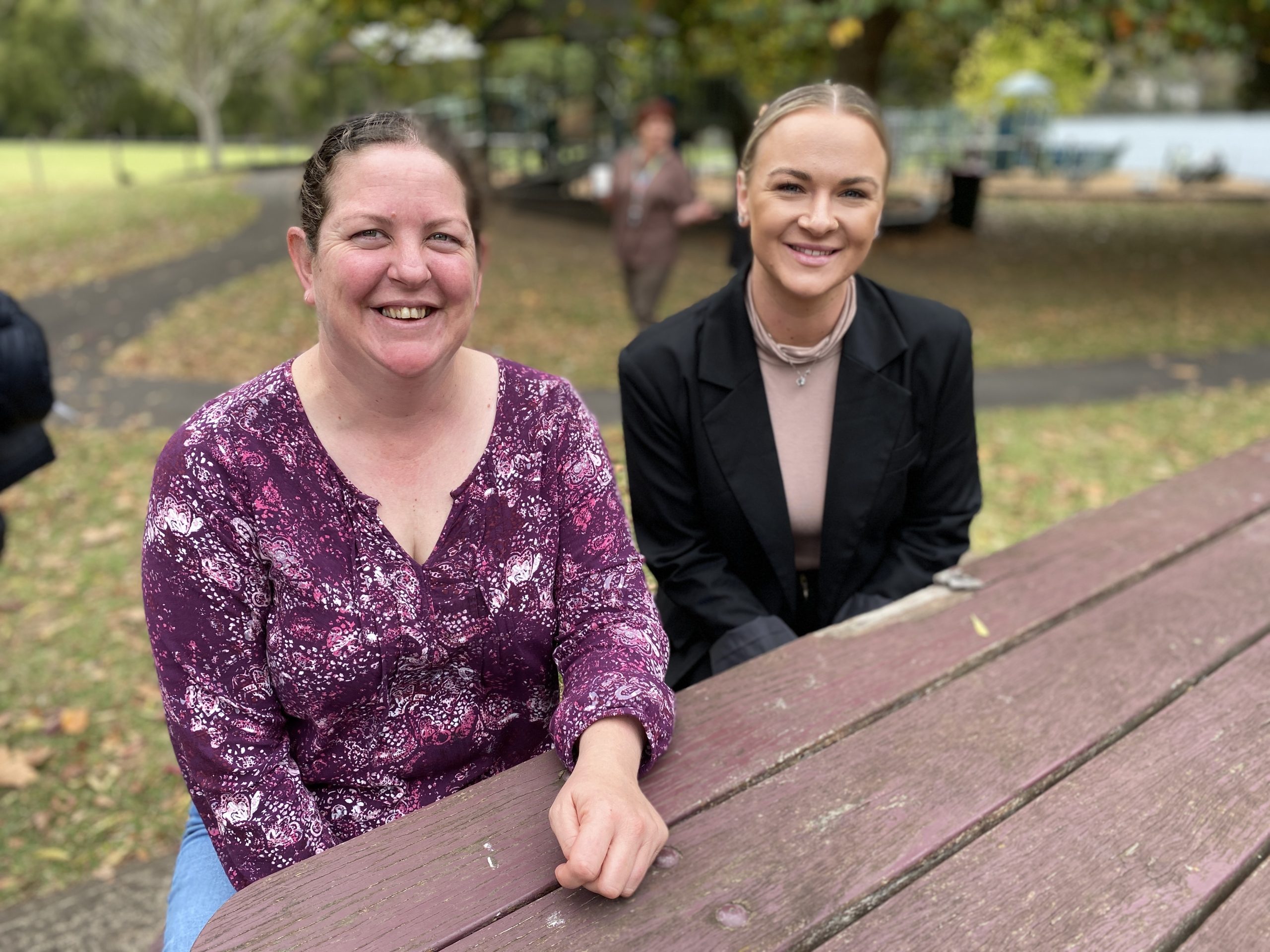 BUILDING RELATIONSHIPS: Foster carer Kate Thomas with ac.care placement support worker Brianna Irving at the Easter celebration at the Valley Lakes.