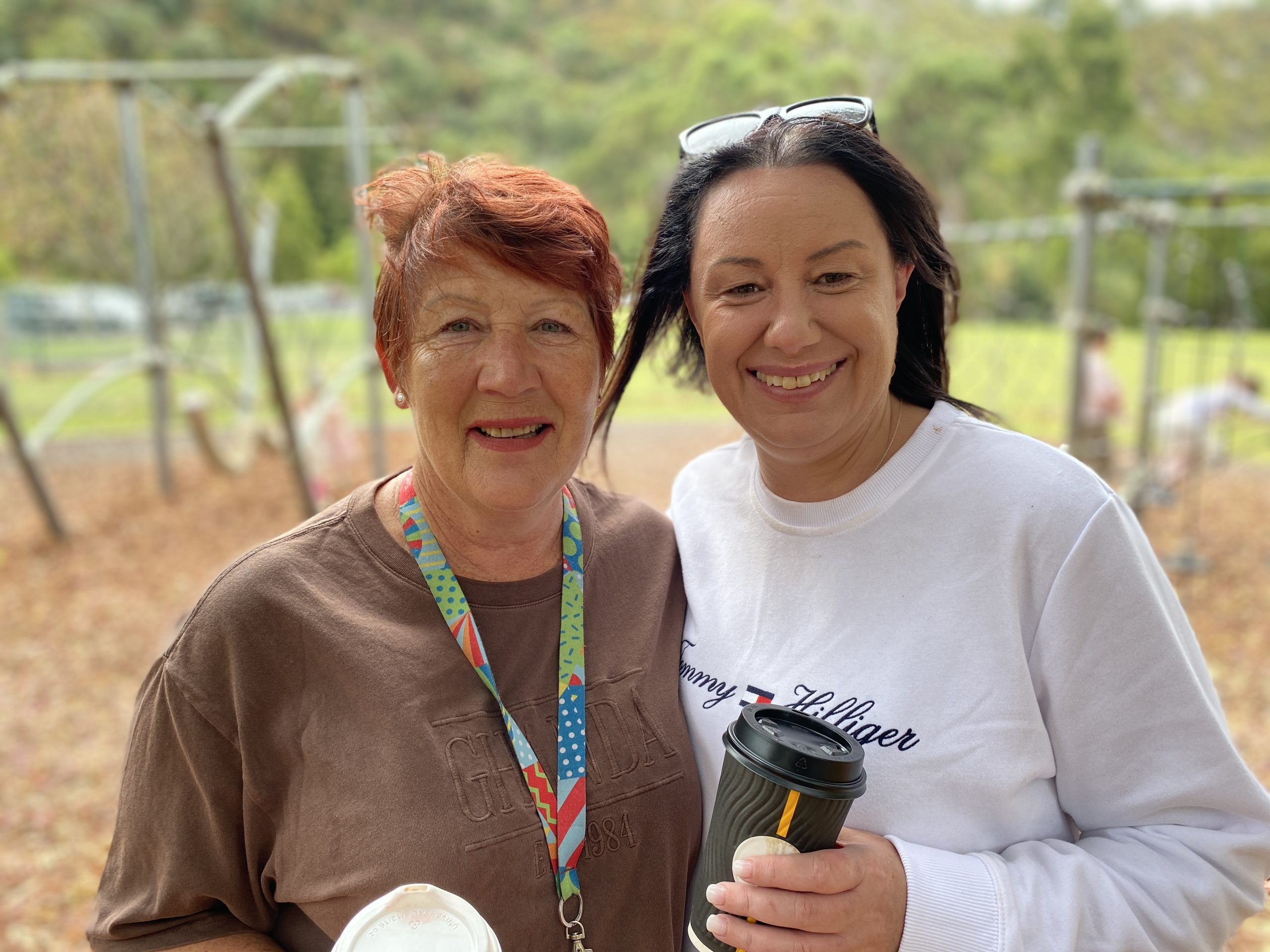 CELEBRATING SUPPORT: ac.care Limestone Coast foster care manager Sherri Winter with foster carer Kerry Johnson at the local agency’s Easter barbecue at the Valley Lakes.