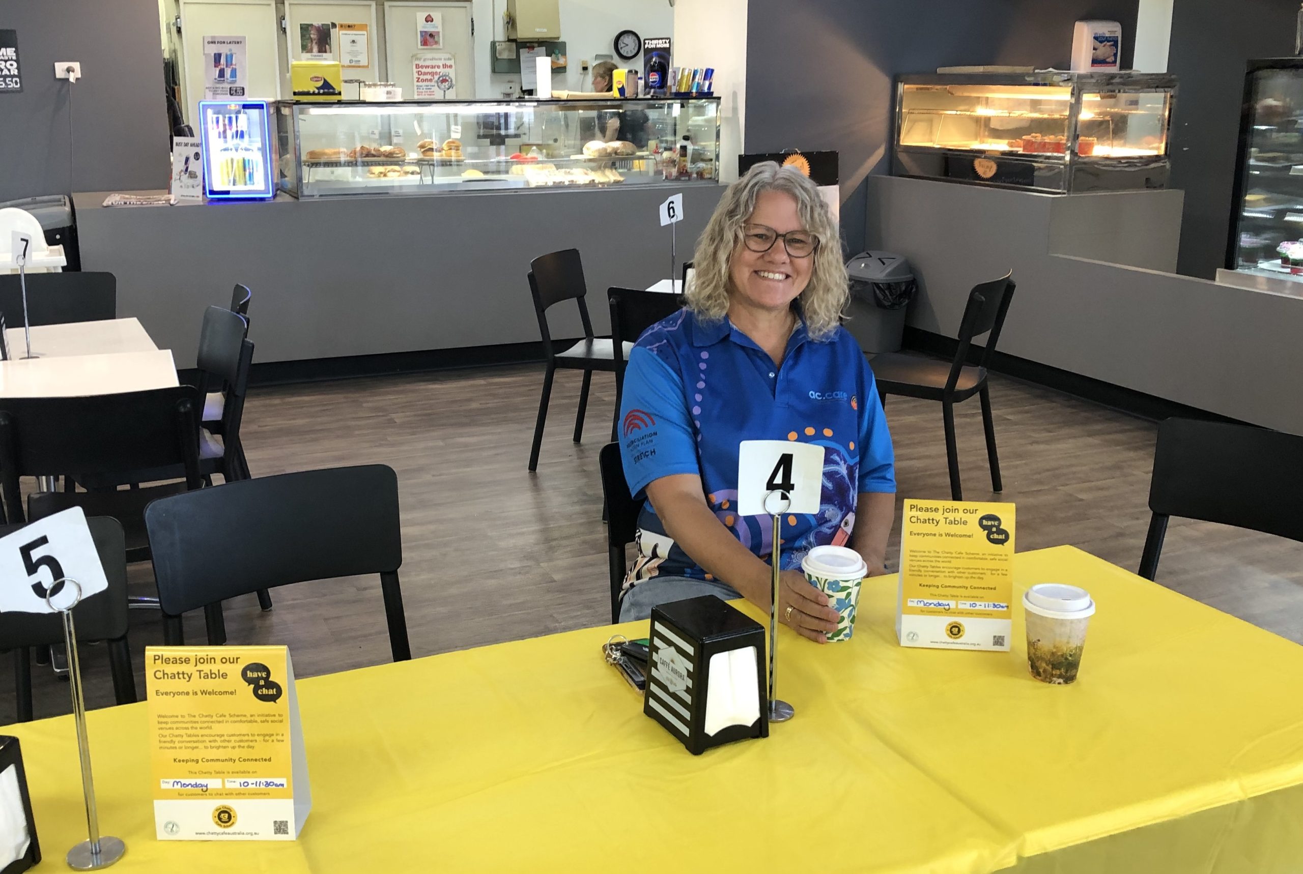 ac.care Community Connections Riverland support worker Sue Dayman sits in the Sunbake Cafe Berri, which is home to the region's first Chatty Cafe.